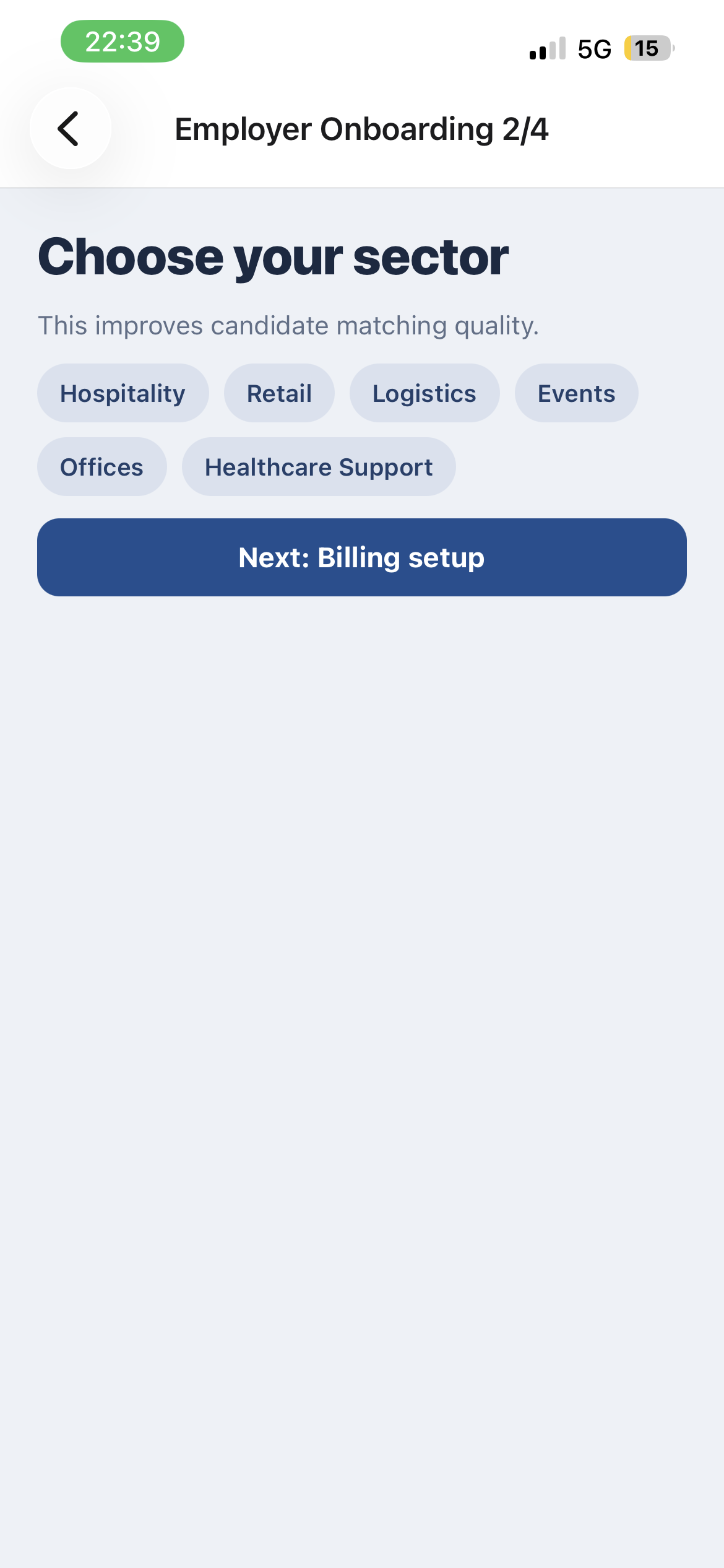 Employer onboarding step 2